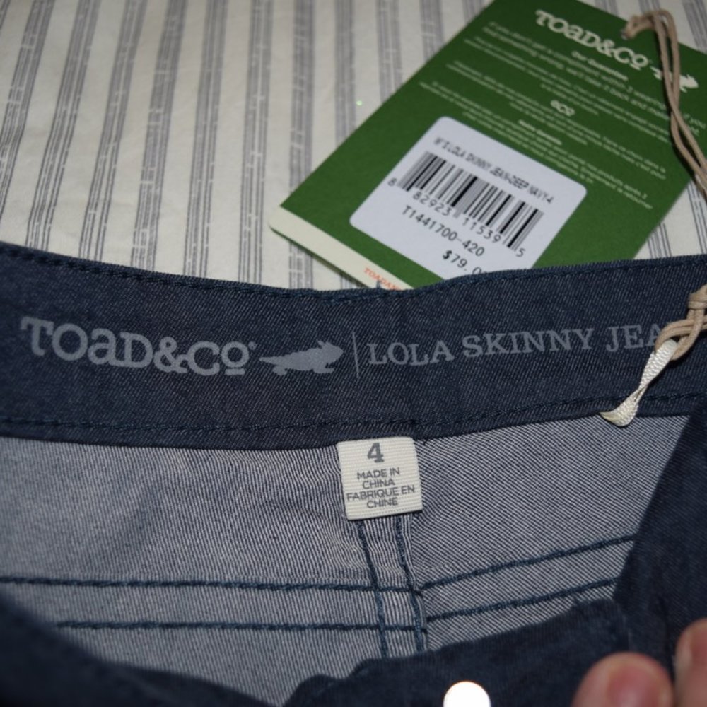 Toad&Co Deep Navy Lola Organic Cotton Skinny Jeans 4 NWT - Picture 5 of 7